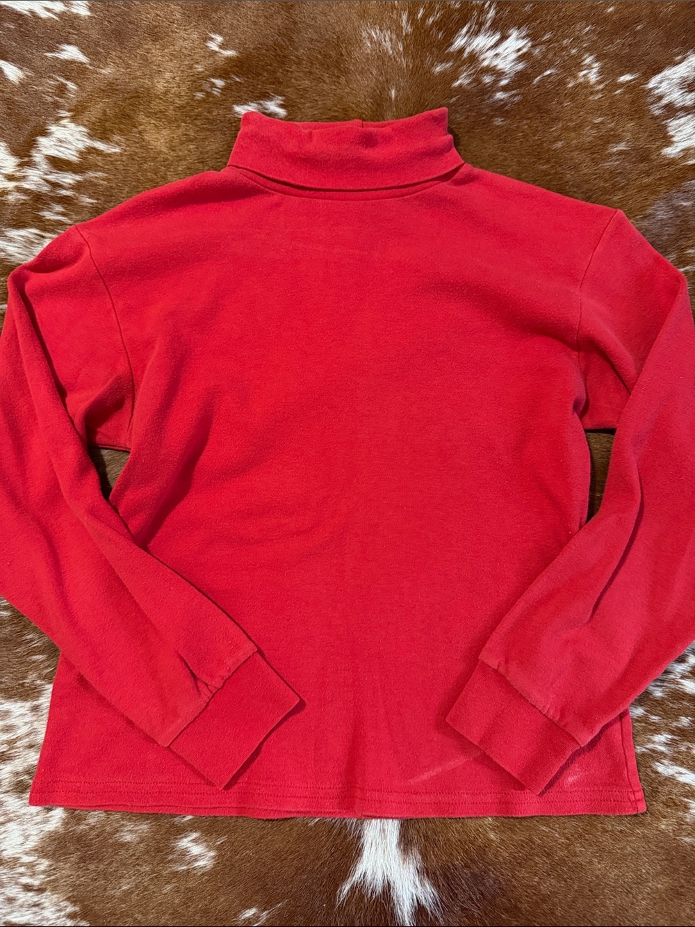 Hanes Red Long-Sleeve Turtleneck Tee